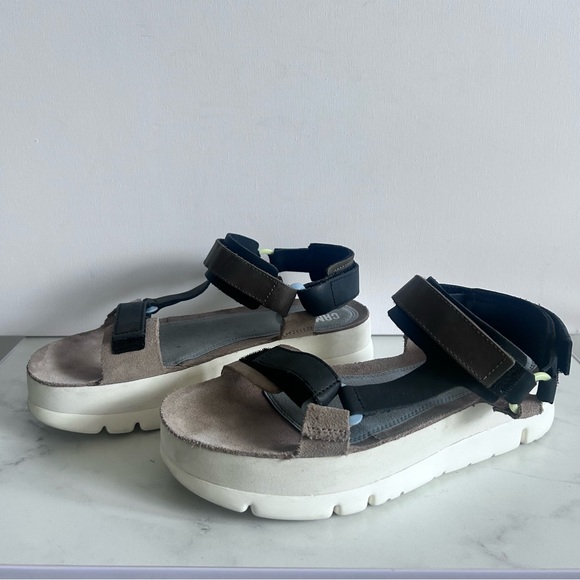 Camper Oruga Up Black Taupe Sandals Women Size 10 - Picture 7 of 15
